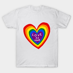 LOVE IS LOVE rainbow heart with rainbow, LGBT Shirt T-Shirt